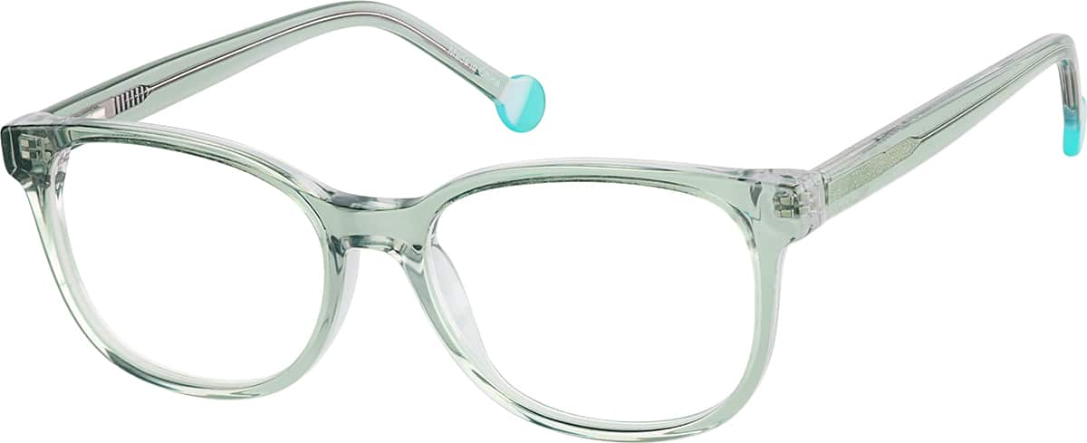 Angle view of Kids' Rectangle Glasses 4471424 in Green