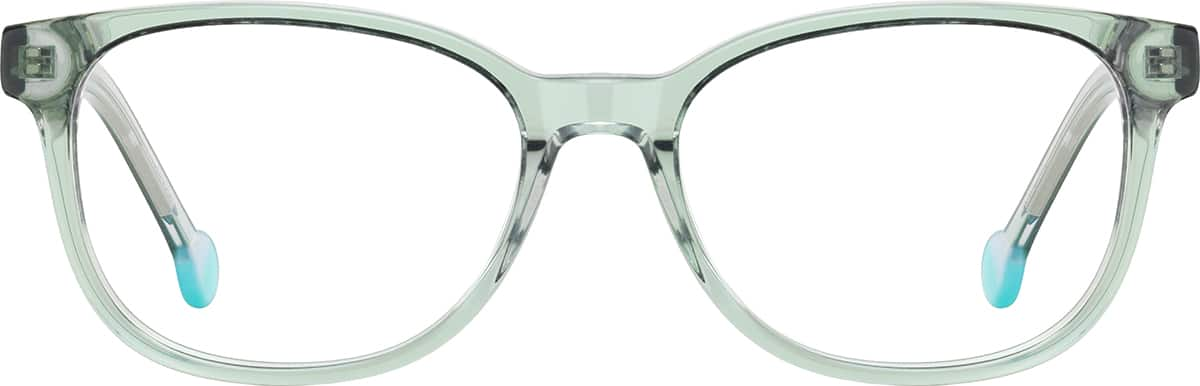 Front view of Kids' Rectangle Glasses 4471424 in Green