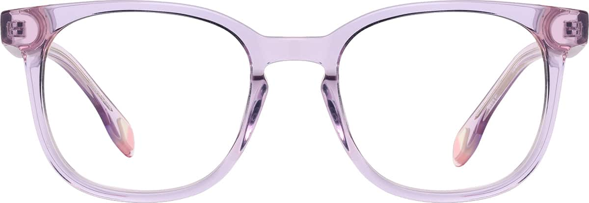 Front view of Kids' Square Glasses 4471517 in Purple