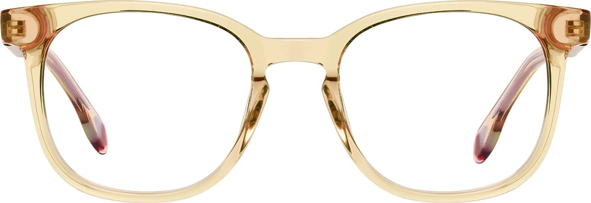 Front view of Kids' Square Glasses 4471522 in Yellow