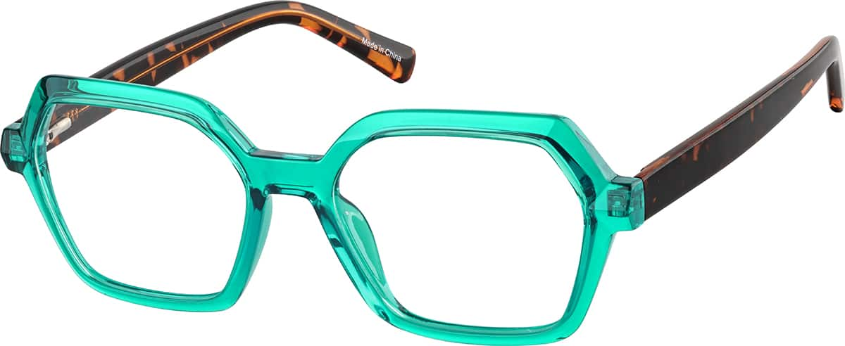 Angle view of Geometric Glasses 4472324 in Green