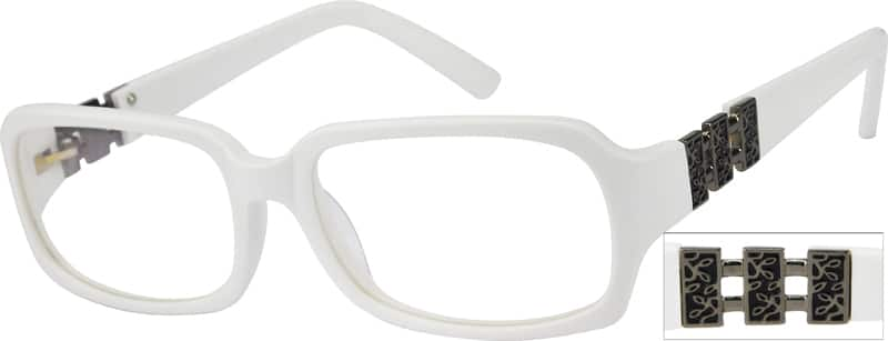 Angle view of Rectangle Glasses 447530 in White