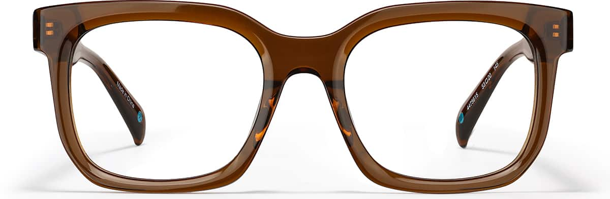 Front view of Rectangle Glasses 4475615 in Brown