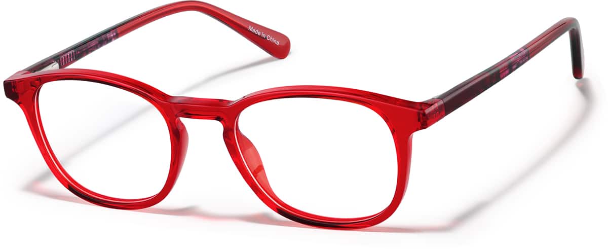 Angle view of Kids' Square Glasses 4476218 in Red