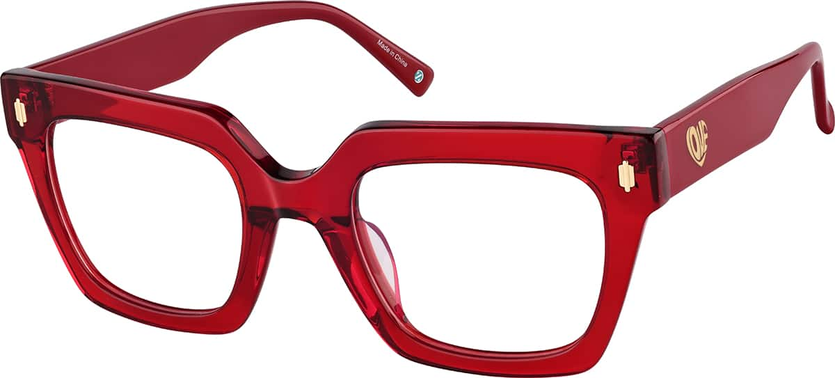 Angle view of Square Glasses 4478818 in Red