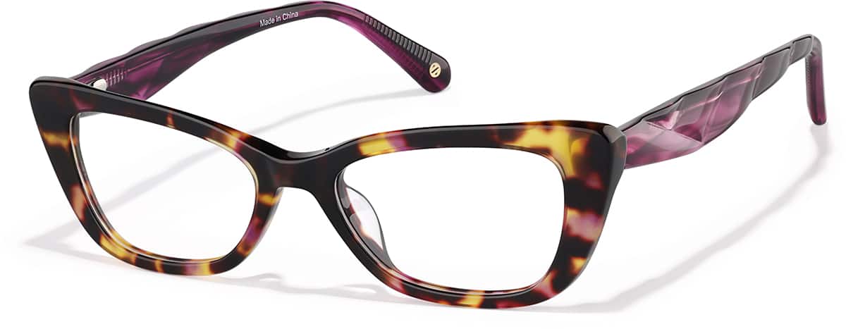 Purple Tortoiseshell Virgo Zodiac Acetate Cat Eye Glasses #4481925