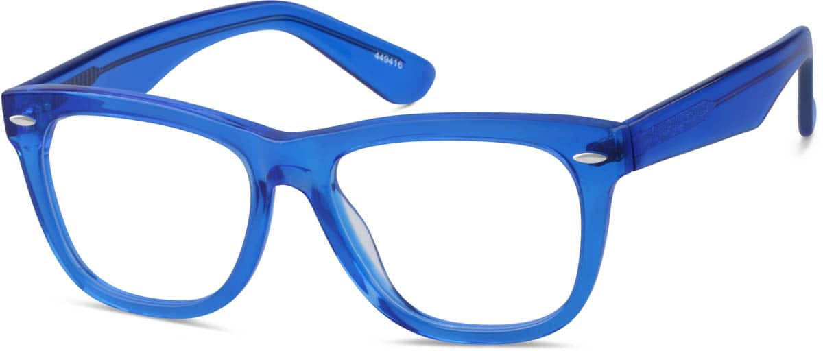 Angle view of Olvera Eyeglasses 449416 in Blue