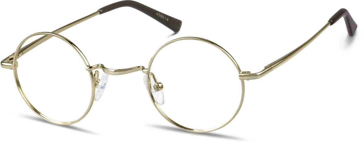 Angle view of Round Glasses 450014 in Gold