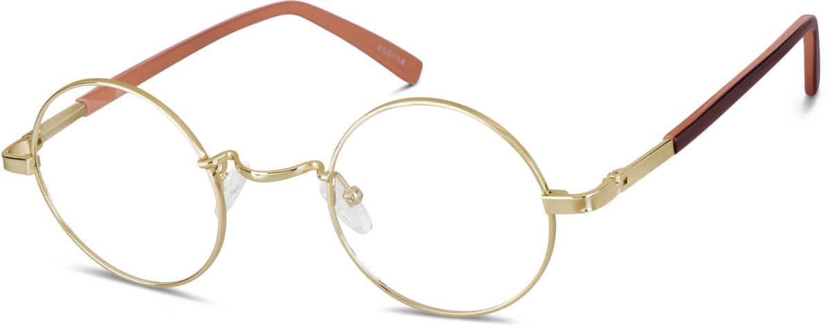 Angle view of Round Glasses 450114 in Gold