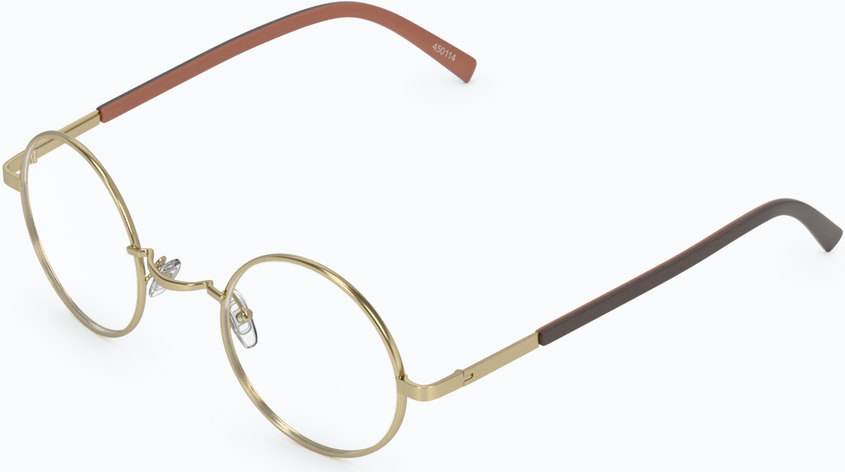 Angle view of Round Glasses 450114 in Gold thumbnail