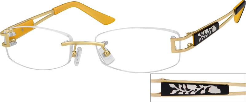 Angle view of Rimless Glasses 453914 in Gold