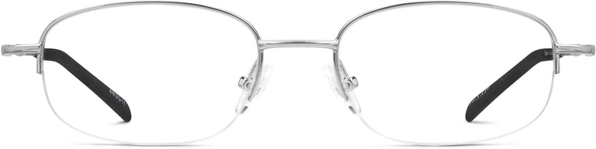 Zenni Classic Rectangle Prescription Glasses Half-rim Blue Stainless Steel Frame