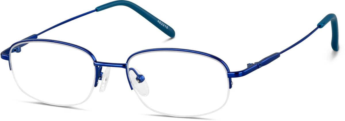 Angle view of Rectangle Glasses 463316 in Blue