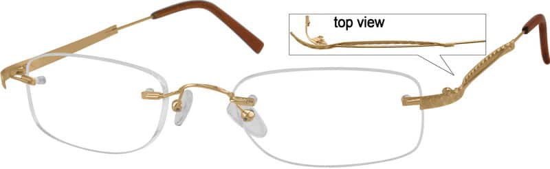 Angle view of Rimless Glasses 466114 in Gold
