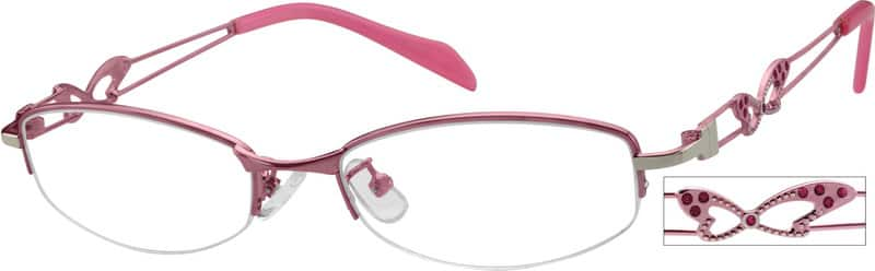 Angle view of Oval Glasses 470019 in Pink