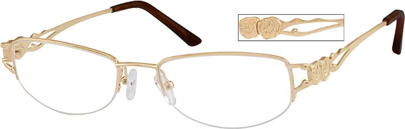 Angle view of Rectangle Glasses 472414 in Gold