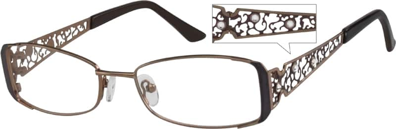 Angle view of Rectangle Glasses 472815 in Brown