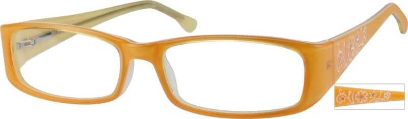 Angle view of Rectangle Glasses 481222 in Orange