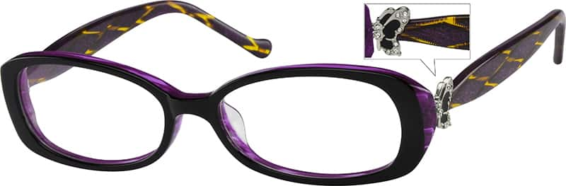 Angle view of Oval Glasses 483417 in Purple