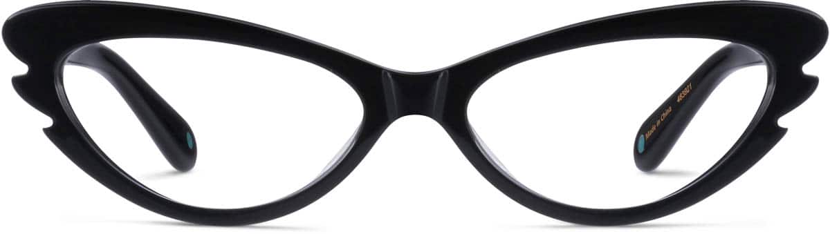 Zenni Cat-Eye Prescription Glasses Black Plastic Full Rim Frame, Universal Bridge Fit, Blokz Blue Light Glasses, 4456021