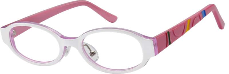 Angle view of Kids’ Oval Glasses 485630 in White