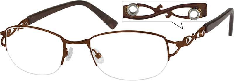 Angle view of Rectangle Glasses 491315 in Brown