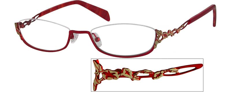 Angle view of Oval Glasses 491818 in Red