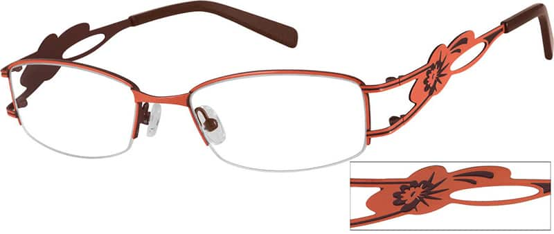 Angle view of Rectangle Glasses 493022 in Orange