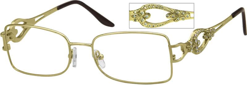 Angle view of Rectangle Glasses 495914 in Gold