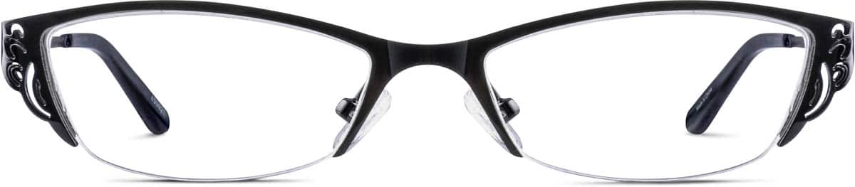 Front view of Rectangle Glasses 499921 in Black