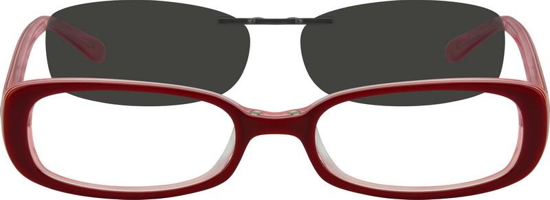 Angle view of Acetate  Frame with Polarized Magnetic Snap-on Sunlens 500318 in Red