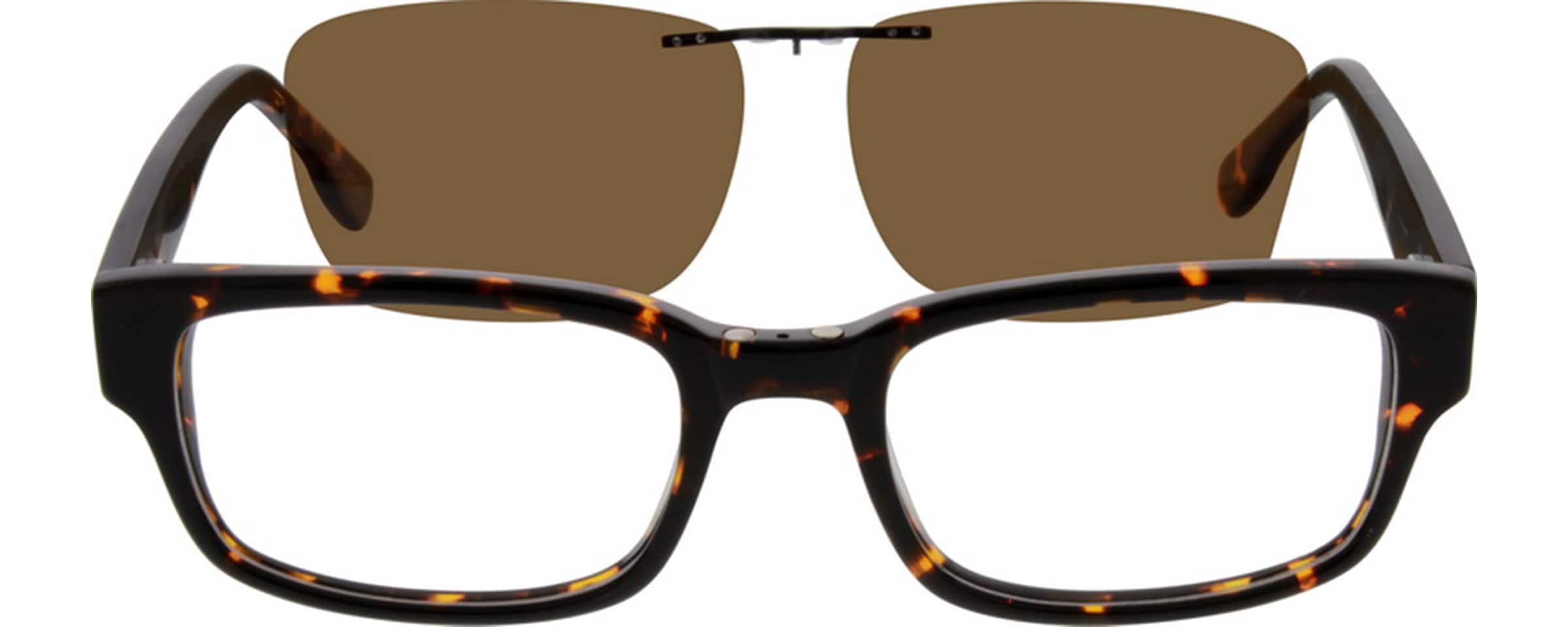Angle view of Acetate Full-Rim Frame with Polarized Magnetic Snap-on Sunlens 501325 in Tortoiseshell