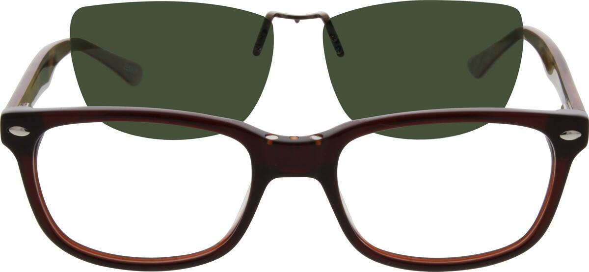 Angle view of Acetate Full-Rim Frame with Polarized Magnetic Snap-on Sunlens And Spring Hinges 501415 in Brown
