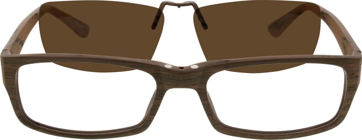 Angle view of Acetate Full-Rim Frame with Polarized Magnetic Snap-on Sunlens 501615 in Brown