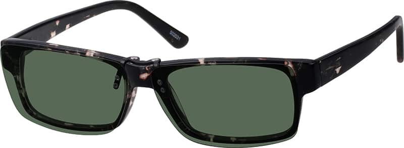 Angle view of Acetate Full-Rim Frame with Polarized Magnetic Snap-on Sunlens and Spring Hinges 502031 in Black