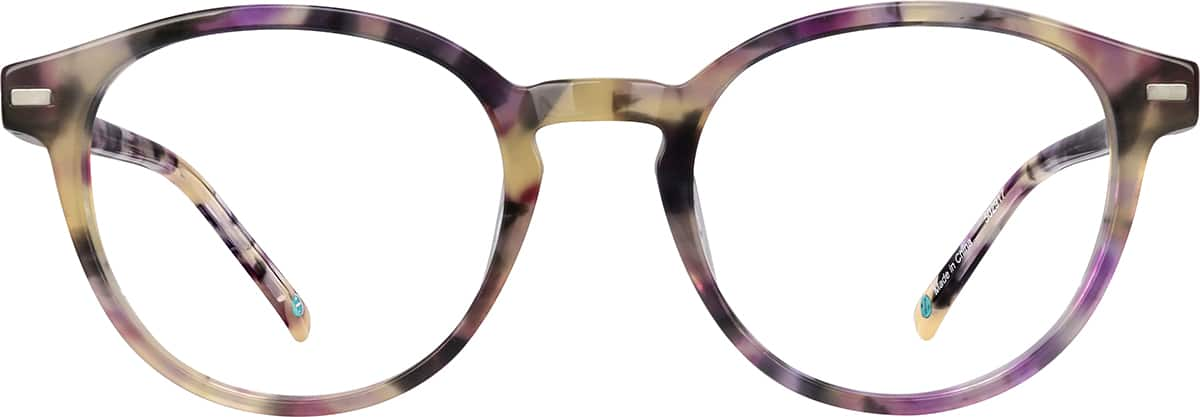 Front view without clip-on of Round Magnetic Snap-On Set 502917 in Purple Tortoiseshell