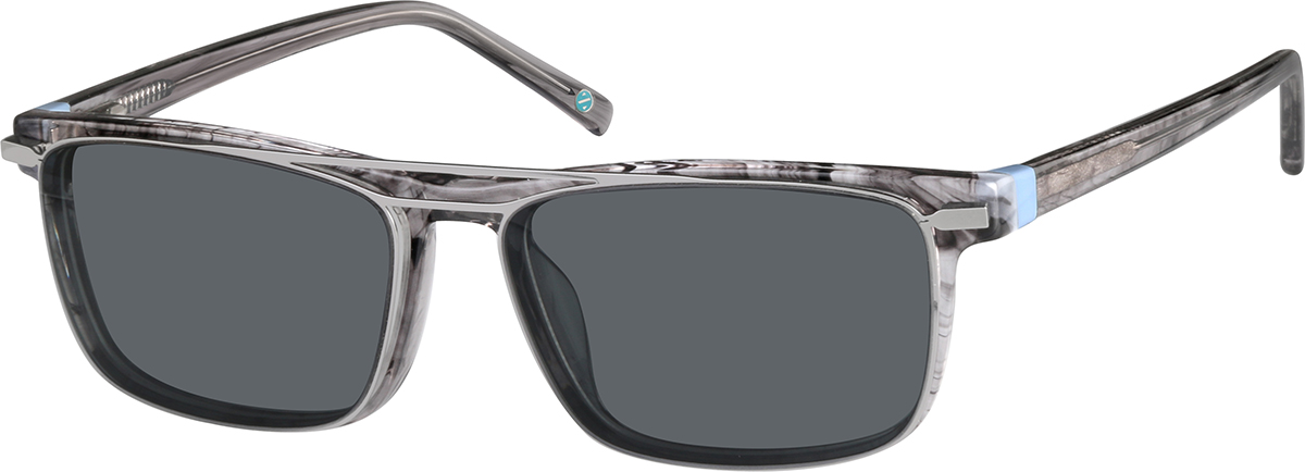 Zenni Men's Rectangle Prescription Glasses W/ Snap-On Sunlens Gray Plastic Full Rim Frame