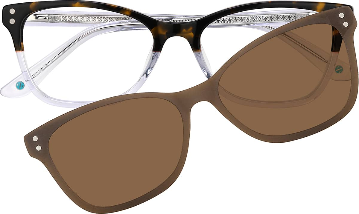 Front view of Rectangle Magnetic Snap-On Set 503823 in Tortoiseshell