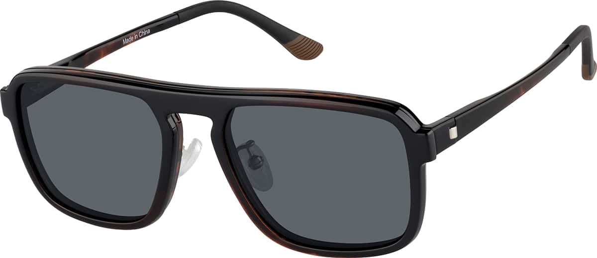 Tortoiseshell Square Aviator Magnetic Clip Ons #504225 | Zenni Optical