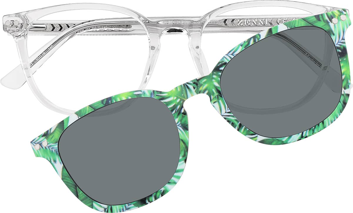 Clear Polarized Magnetic Clip On Square Glasses #504323 | Zenni