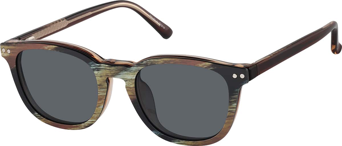 Brown Polarized Magnetic Clip On Square Glasses #504415 | Zenni