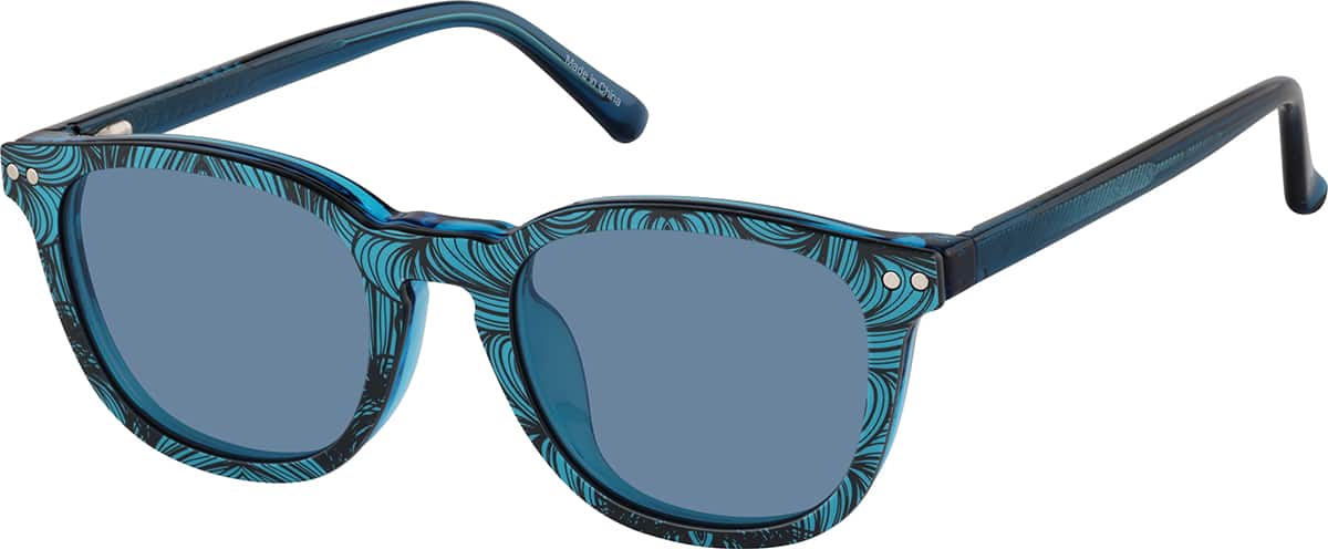 オッキー Blue Polarized Magnetic Clip On Square Glasses #504436 | Zenni Optical