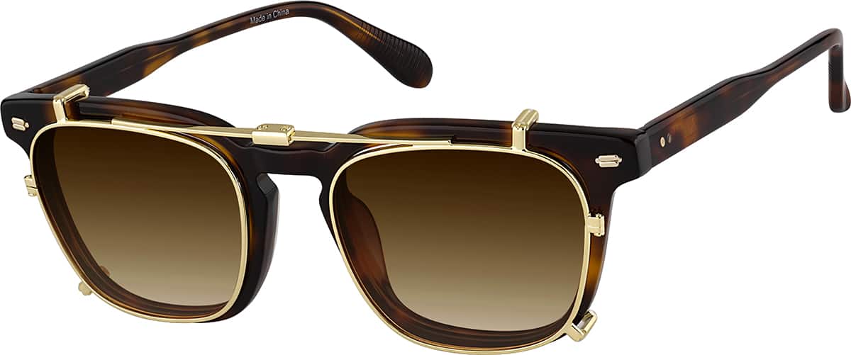 Tortoiseshell Vintage Square Clip On Glasses #504525 | Zenni Optical