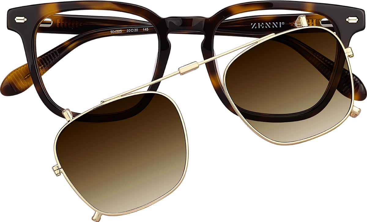 Tortoiseshell Vintage Square Clip On Glasses #504525 | Zenni Optical