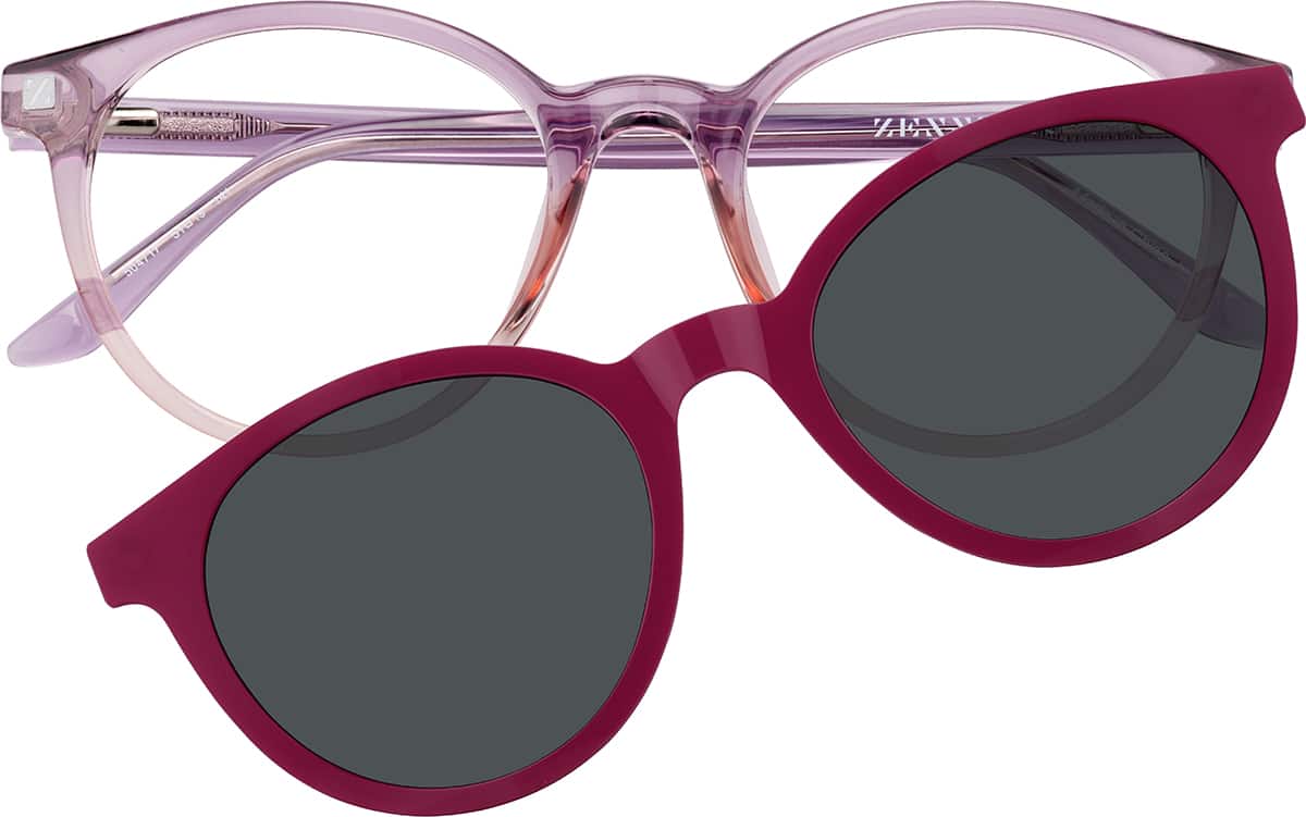 Purple Round Magnetic Clip-On Sunglasses #504717 | Zenni Optical