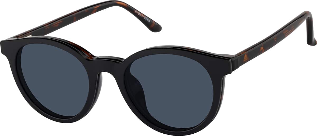 Black/Tortoiseshell Round Magnetic Clip-On Sunglasses #504725