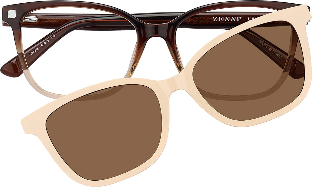 Brown Cat-Eye Magnetic Clip-On Sunglasses #504915 | Zenni Optical