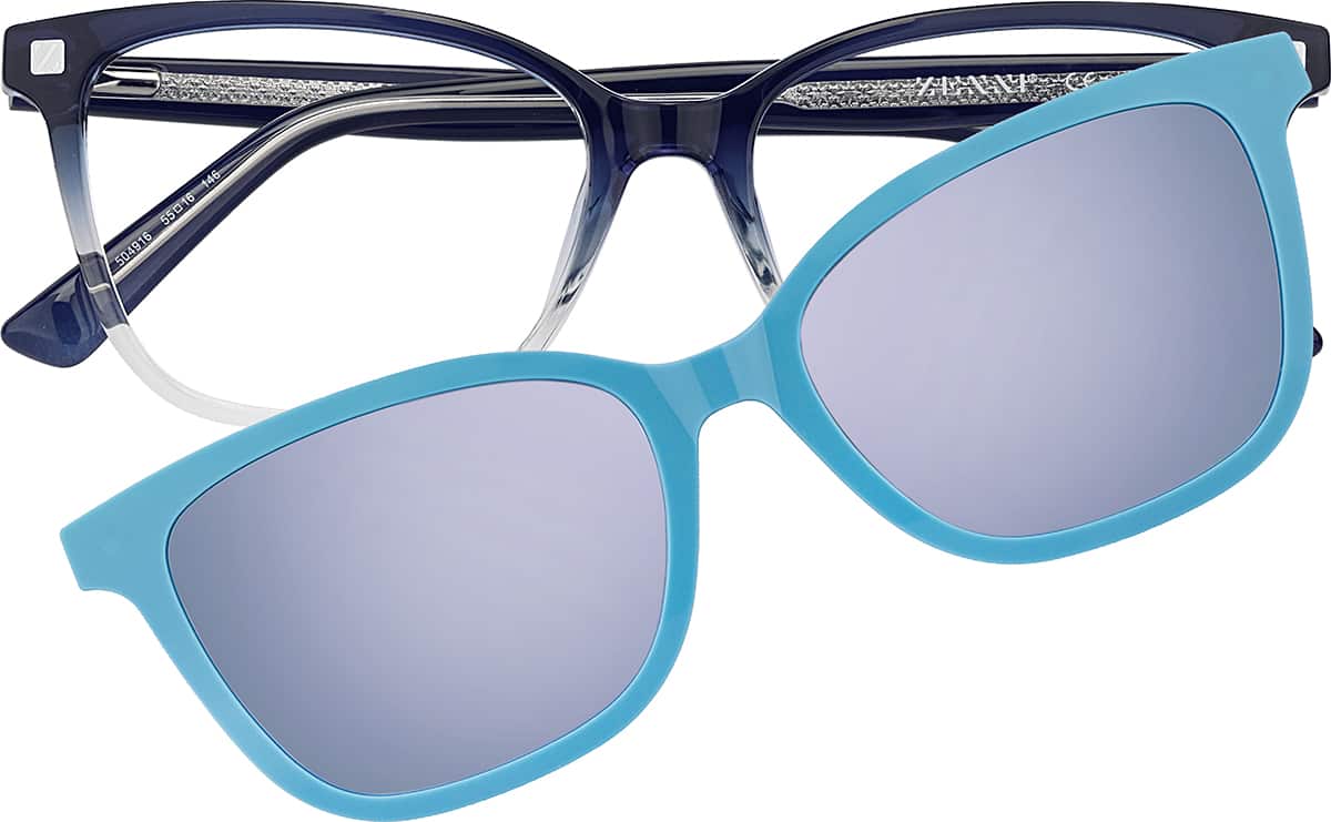 ネイサン Navy Cat-Eye Magnetic Clip-On Sunglasses #504916 | Zenni Optical