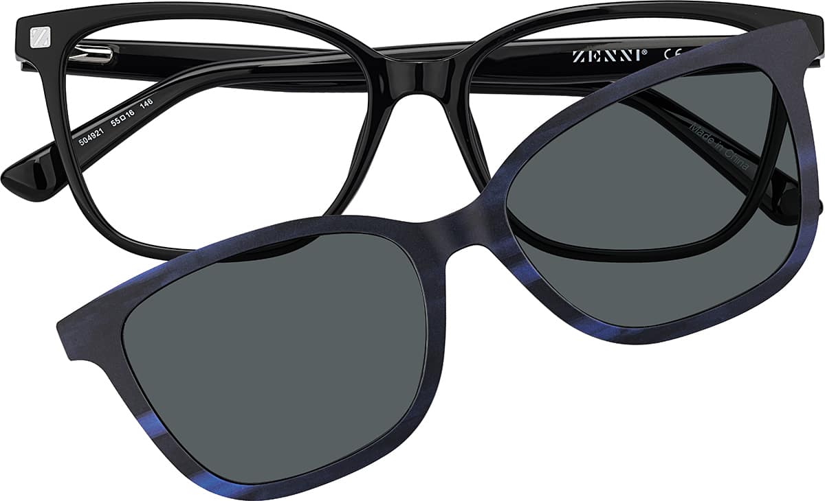 Black Cat-Eye Magnetic Clip-On Sunglasses #504921 | Zenni Optical