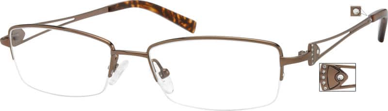 Angle view of Titanium Rectangle Glasses 520115 in Brown